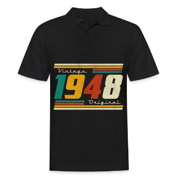 1948 Vintage Vintage anniversaire rétro cadeau - Polo Homme - noir - Devant - Kai (181cm)