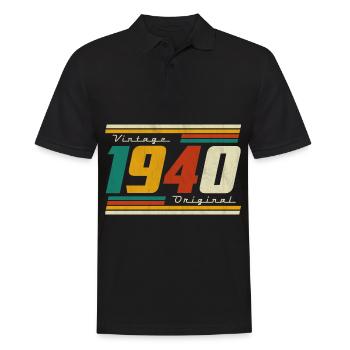 Anniversaire des années 1940 né dans les années 1940 rétro Vintage - Polo Homme - noir - Devant - Kai (181cm)