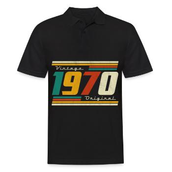 1970 Anniversaire Né En 1970 Rétro Vintage - Polo Homme - noir - Devant - Kai (181cm)