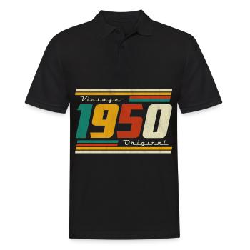 Anniversaire des années 1950 né dans les années 1950 rétro Vintage - Polo Homme - noir - Devant - Kai (181cm)