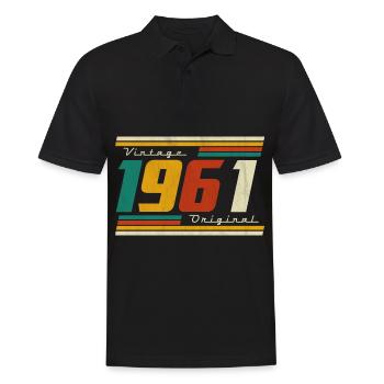 1961 Vintage anniversaire rétro Vintage cadeau - Polo Homme - noir - Devant - Kai (181cm)