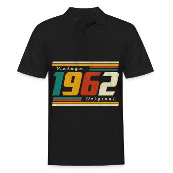 1962 Vintage 60e anniversaire rétro Vintage - Polo Homme - noir - Devant - Kai (181cm)
