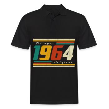 1964 Geburtstag geboren im Jahr 1964 Retro Vintage - Männer Poloshirt - Schwarz - Vorne - Kai (181cm)