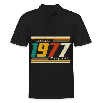1977 Anniversaire Né En 1977 Rétro Vintage - Polo Homme - noir - Devant - Kai (181cm)