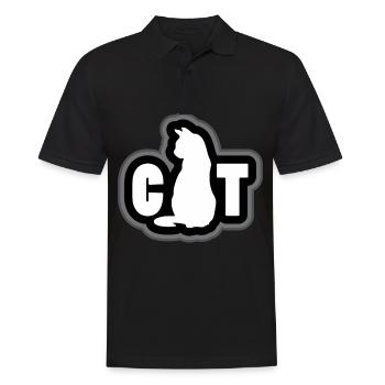 Weiße Katze Geschenkidee - Männer Poloshirt - Schwarz - Vorne - Kai (181cm)
