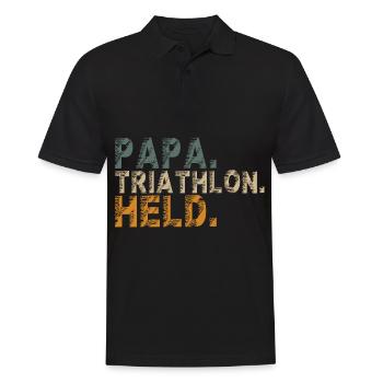 Triathlon Triathlet Papa Opa Mann witziger Spruch - Männer Poloshirt - Schwarz - Vorne - Kai (181cm)