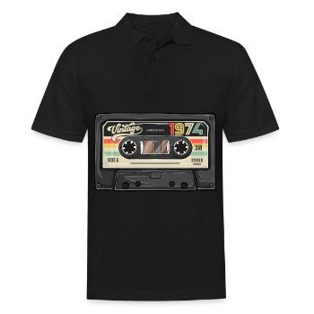 Cassette Vintage 1974 Retro Classic Anniversaire - Polo Homme - noir - Devant - Kai (181cm)