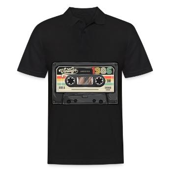 Cassette Vintage 1986 Retro Classic Anniversaire - Polo Homme - noir - Devant - Kai (181cm)