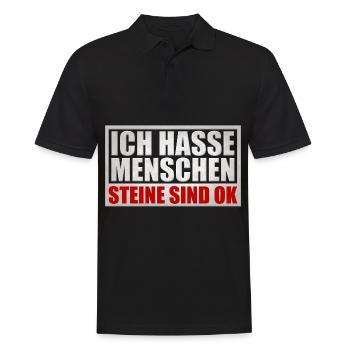 Ich hasse Menschen - Männer Poloshirt - Schwarz - Vorne - Kai (181cm)