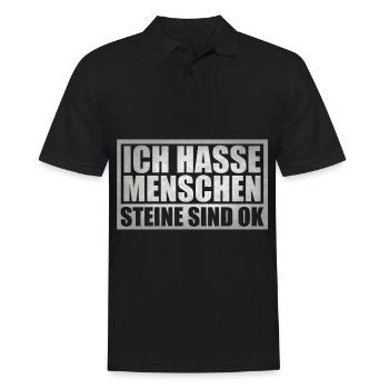 Ich hasse Menschen - Männer Poloshirt - Schwarz - Vorne - Kai (181cm)