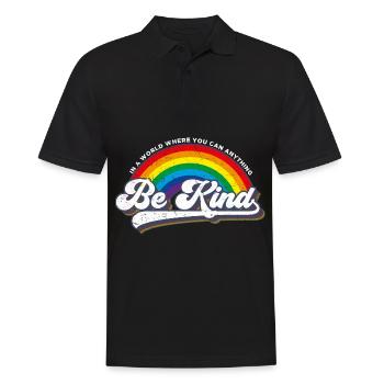 Be Kind LGBT Rainbow - Men's Polo Shirt - black - Front - Kai (181cm)