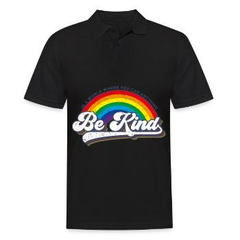 Be Kind LGBT Rainbow - Men's Polo Shirt - black - Front - Kai (181cm)