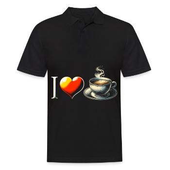 Ich liebe Kaffee - Männer Poloshirt - Schwarz - Vorne - Kai (181cm)