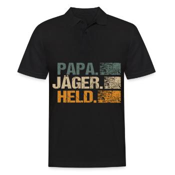 Jäger Papa Held Sprüche Lustig Witziges Jagd Mann - Männer Poloshirt - Schwarz - Vorne - Kai (181cm)