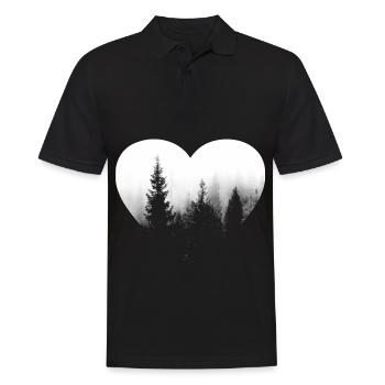 Herz - Bäume - (2) - Männer Poloshirt - Schwarz - Vorne - Kai (181cm)