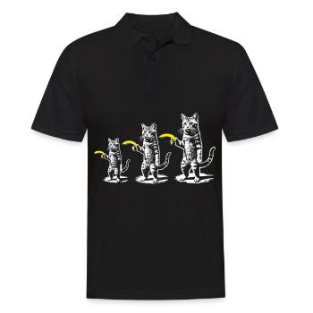 Retro Katze mit Banane Meme lustig retro Frauen - Männer Poloshirt - Schwarz - Vorne - Kai (181cm)
