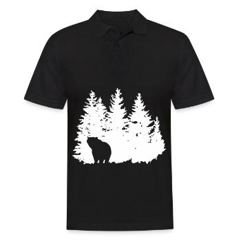 Trees - Bear - (3) - Men's Polo Shirt - black - Front - Kai (181cm)