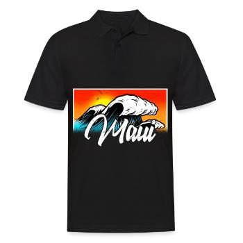Maui Hawaii Surfing 70s Plage rétro vintage - Polo Homme - noir - Devant - Kai (181cm)