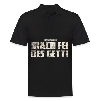 Original Vogtländisch Mach Fei Des Gett! - Männer Poloshirt - Schwarz - Vorne - Kai (181cm)