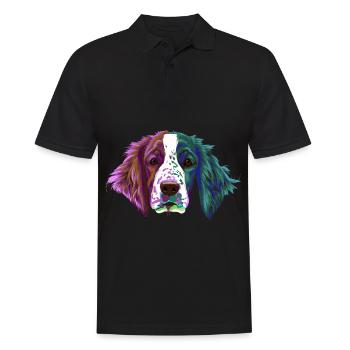 Splash Welsh Springer Spaniel Dog - Men's Polo Shirt - black - Front - Kai (181cm)