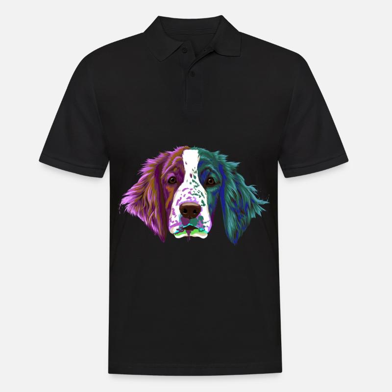 Splash Welsh Springer Spaniel Hund - Männer Poloshirt - Schwarz