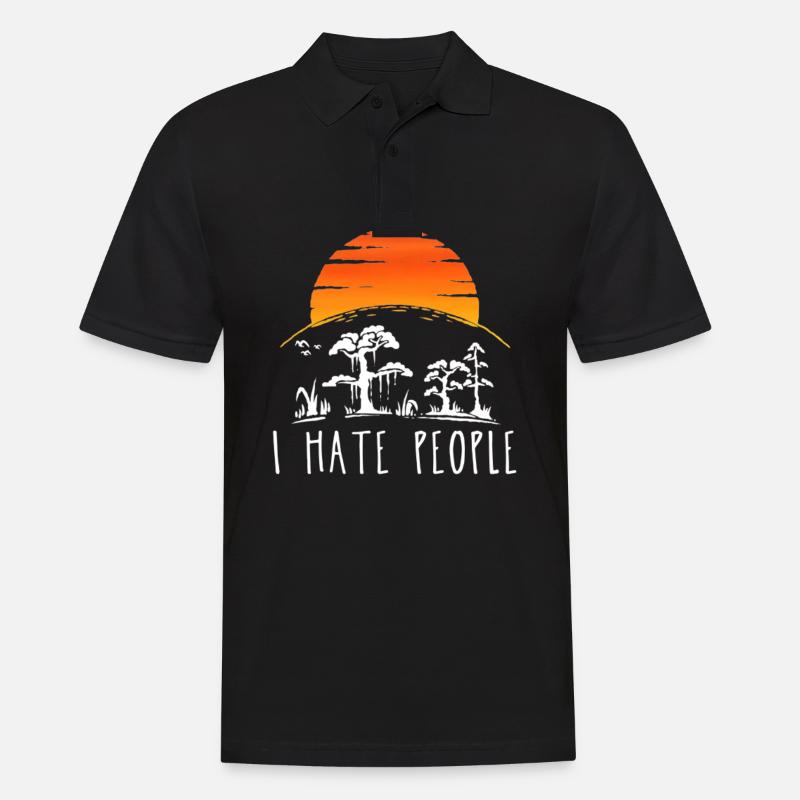 I hate people - Männer Poloshirt - Schwarz