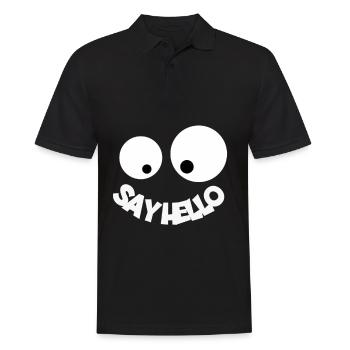 Say Hello Smiley - Männer Poloshirt - Schwarz - Vorne - Kai (181cm)