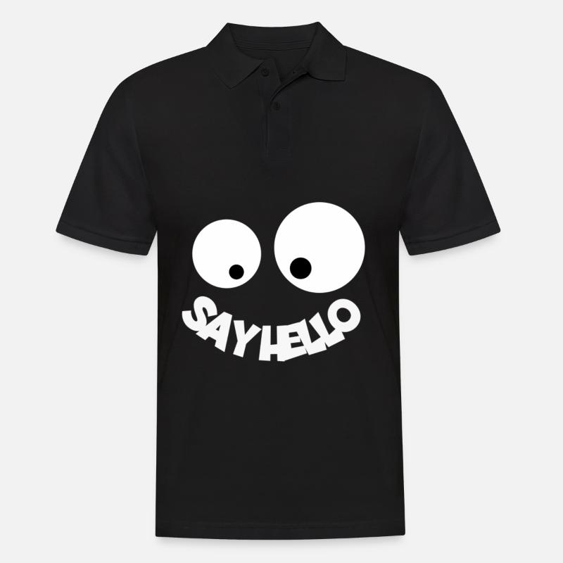 Say Hello Smiley - Männer Poloshirt - Schwarz