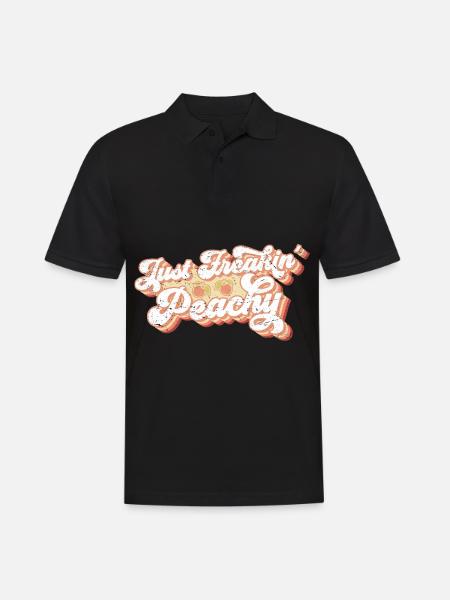 just peachy - peach fruit saying - Men's Polo Shirt - black