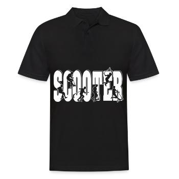 Stunt Scooter, Kick Scooter und Tretroller Jumps - Männer Poloshirt - Schwarz - Vorne - Kai (181cm)