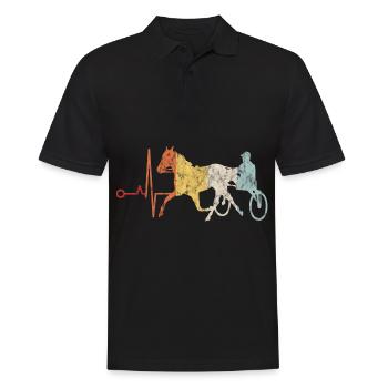 Traber Trabrennen in retro oder vintage Style - Männer Poloshirt - Schwarz - Vorne - Kai (181cm)