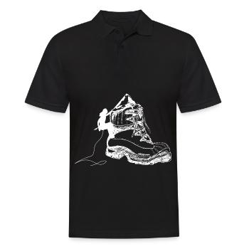 Schuh - Klettern - (2) - Männer Poloshirt - Schwarz - Vorne - Kai (181cm)
