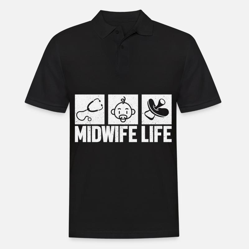 Hebamme Geburtshelfer - Männer Poloshirt - Schwarz