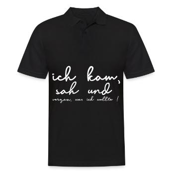 Ich kam, sah und vergaß - Männer Poloshirt - Schwarz - Vorne - Kai (181cm)