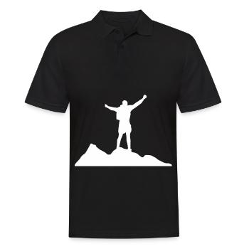 Berg - Wandern - (4) - Männer Poloshirt - Schwarz - Vorne - Kai (181cm)