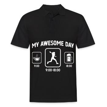 My Awesome Day - Bier - Tennis spielende Frau - - Männer Poloshirt - Schwarz - Vorne - Kai (181cm)