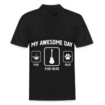 My Great Day - Dog Paw - Guitar - - Men's Polo Shirt - black - Front - Kai (181cm)