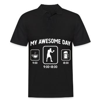 My Awesome Day - Bier - Kerl beim Boxen - - Männer Poloshirt - Schwarz - Vorne - Kai (181cm)