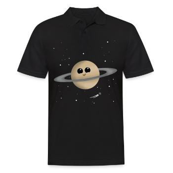 Saturn Sonnensystem Planet Weltall Universum - Männer Poloshirt - Schwarz - Vorne - Kai (181cm)