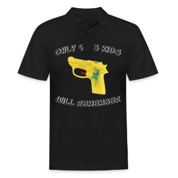 90er Jahre 90s Wasserpistole Kindheit Spruch Retro - Männer Poloshirt - Schwarz - Vorne - Kai (181cm)