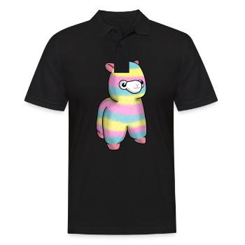 Regenbogen Alpaka Llama Kuscheltier Lama - Männer Poloshirt - Schwarz - Vorne - Kai (181cm)