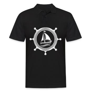 Sailboat ship captain sailing steering wheel - Men's Polo Shirt - black - Front - Kai (181cm)