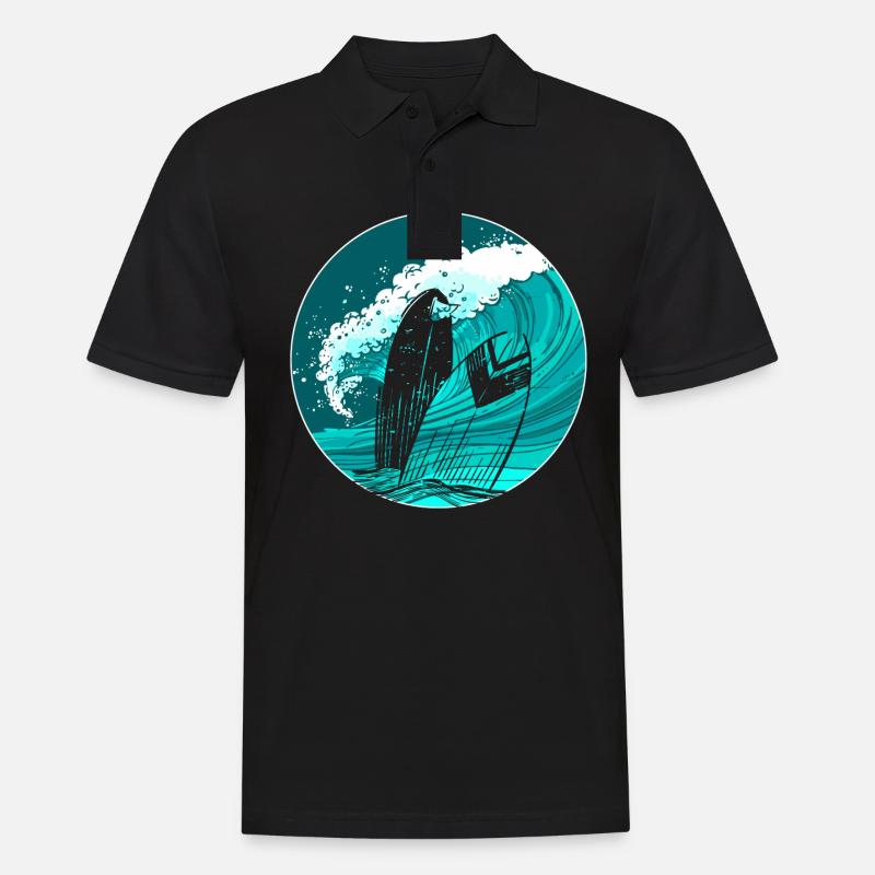Planche de surf surf surfeur vague - Polo Homme - noir