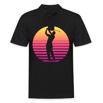 Golf Golfer Golfen Retro 80er - Männer Poloshirt - Schwarz - Vorne - Kai (181cm)