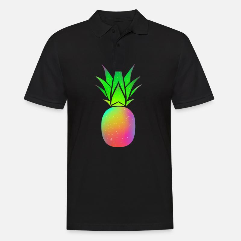 Ananas Regenbogen Essen Frucht - Männer Poloshirt - Schwarz