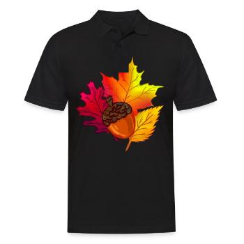 Fall foliage leaves forest acorn - Men's Polo Shirt - black - Front - Kai (181cm)