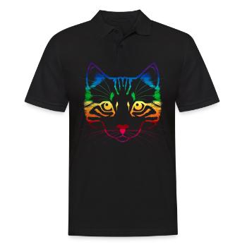 Chat arc-en-ciel LGBT - Polo Homme - noir - Devant - Kai (181cm)