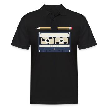 90er 80er Kassette Musik Retro Stift Bleistift - Männer Poloshirt - Schwarz - Vorne - Kai (181cm)