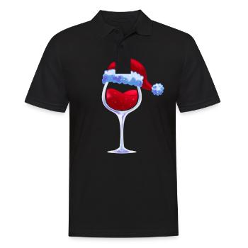 Vin verre à vin père noël chapeau de noël - Polo Homme - noir - Devant - Kai (181cm)