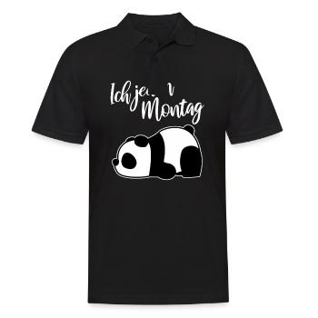 Lustig Panda Pandabär Spruch Montag - Männer Poloshirt - Schwarz - Vorne - Kai (181cm)